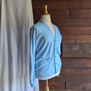 80s Vintage Mens Baby Blue Cardigan