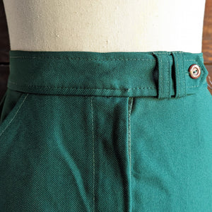60s/70s Vintage Green Twill Midi Skirt