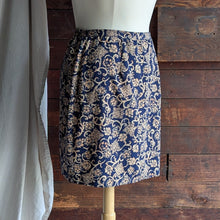 Load image into Gallery viewer, 90s Vintage Ornate Navy Wrap Skirt

