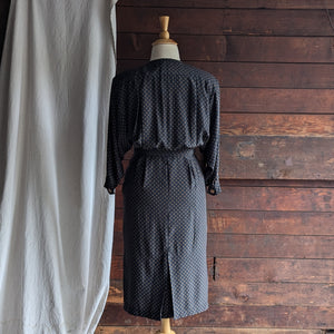 80s Vintage Polyester Maxi Dress with Belt