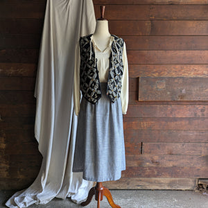 90s Vintage Cream Embroidered Loose Peasant Blouse