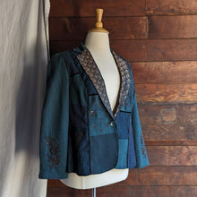Load image into Gallery viewer, Plus Size Teal Patchwork Beaded Blazer
