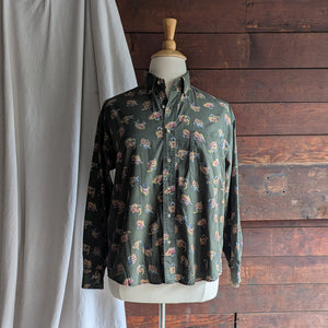 90s Vintage Olive Fly Fishing Shirt