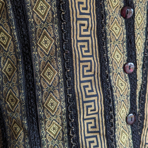 90s Vintage Black and Gold Tapestry Vest