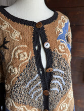 Load image into Gallery viewer, 90s Vintage Cropped Black and Brown Cardigan
