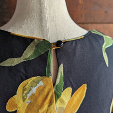 Load image into Gallery viewer, 80s/90s Vintage Black and Yellow Floral Rayon Mini Dress
