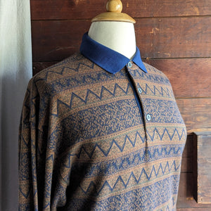 90s Vintage Lightweight Patterned Mens Sweater