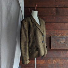 Load image into Gallery viewer, 90s Vintage Brown and Black Wool Houndstooth Blazer
