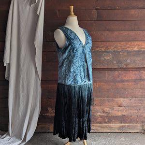 90s Vintage Dusty Blue Crushed Velvet Vest
