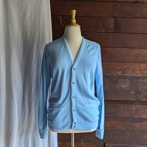 80s Vintage Mens Baby Blue Cardigan