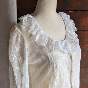 Vintage White Lace Button Up Blouse