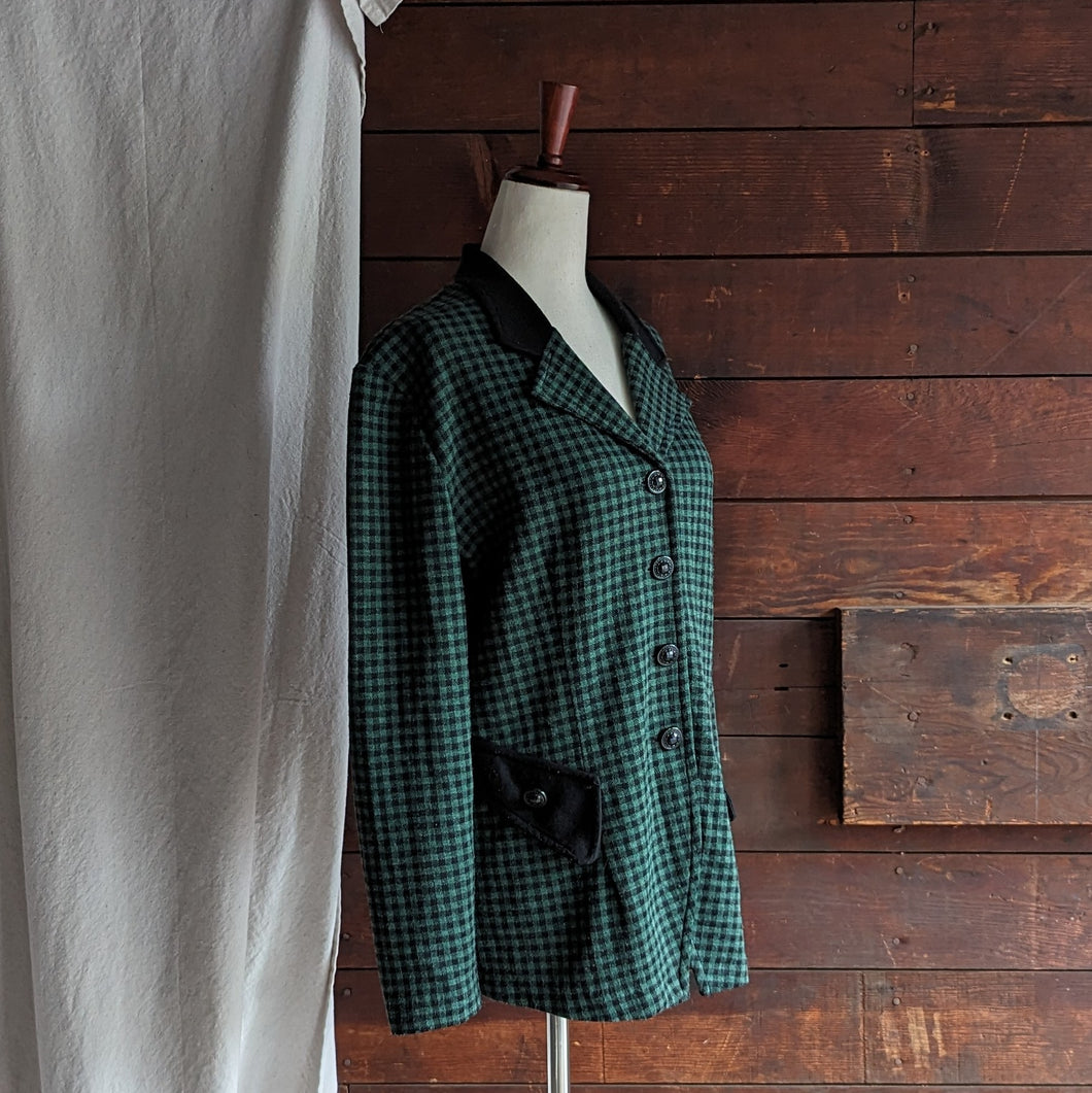 90s Vintage Green and Black Checkered Blazer