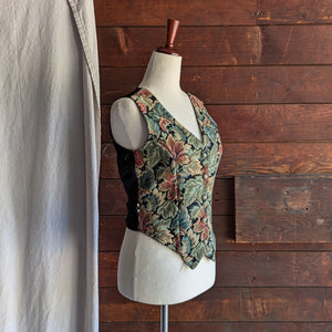 90s Vintage Leaf Tapestry Vest