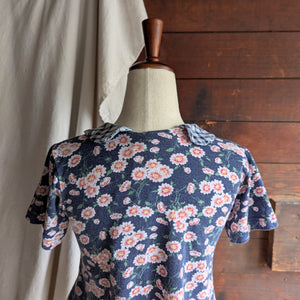 90s Vintage Floral and Plaid Knit Top