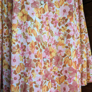 60s/70s Vintage Sapphic Floral Maxi House Dress