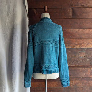 90s Vintage Teal Knit Cardigan