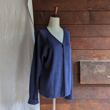 Load image into Gallery viewer, 90s Vintage Navy Cotton Knit Cardigan
