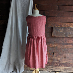 90s Vintage Homemade Red Cotton Pinafore Dress