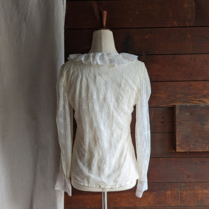 Vintage White Lace Button Up Blouse