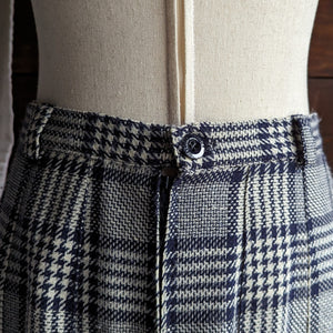 Vintage Blue Plaid Wool Skirt
