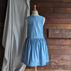 90s Vintage Denim Jumper Dress with Pockets