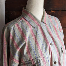 Load image into Gallery viewer, 90s Vintage Muted Striped Cotton Button Up Shirt

