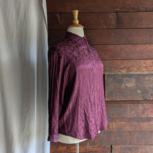 Load image into Gallery viewer, 90s Vintage Wine Rayon Jacquard Blouse
