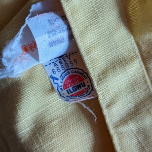 70s Vintage Yellow Linen Midi Dress