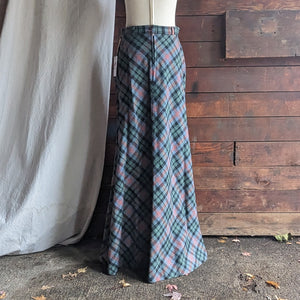70s/80s Vintage Wool/Flax Plaid Maxi Skirt
