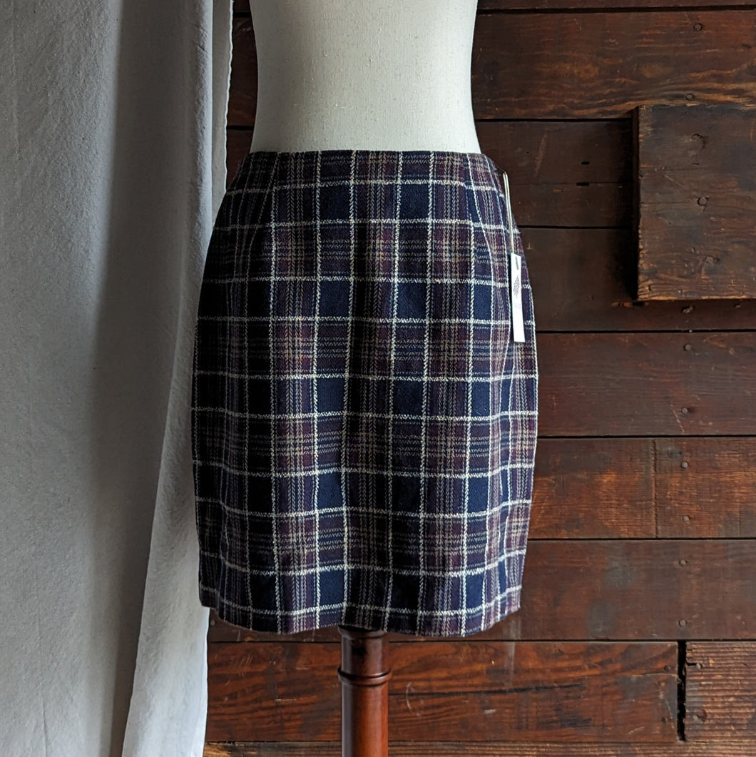 Vintage Wool Blend Plaid Mini Skirt