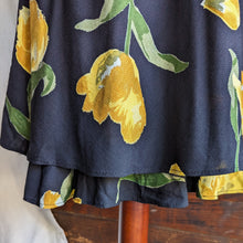 Load image into Gallery viewer, 80s/90s Vintage Black and Yellow Floral Rayon Mini Dress
