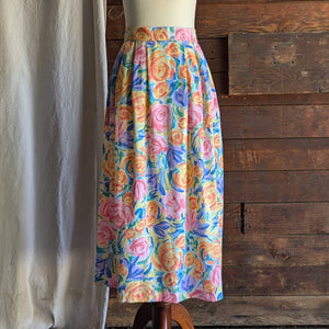 90s Vintage PolyRayon Floral Maxi Skirt