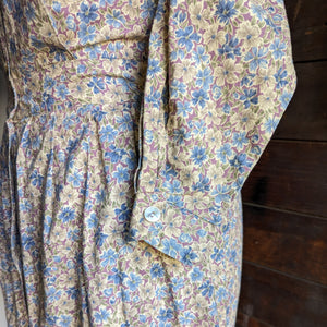 80s Vintage Floral Cotton Shirt Dress