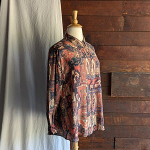 90s Vintage Plus Size Earthy Silk Blouse