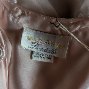 90s Vintage Pale Pink Beaded Sheer Polyester Bed Jacket