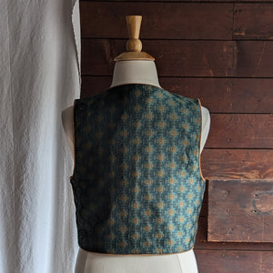 90s Vintage Green Brocade Vest