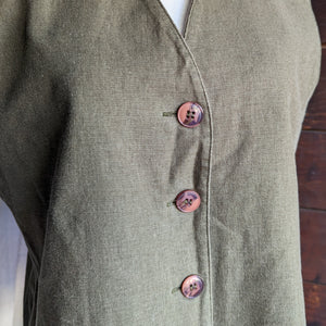 90s Vintage Olive Green Cotton Vest