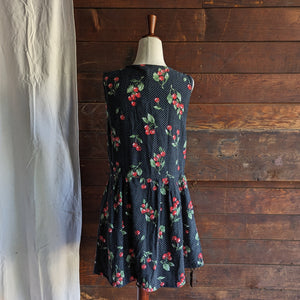 90s Vintage Cherry Print Mini Dress