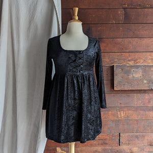 90s Vintage Witchy Black Velvet Dress