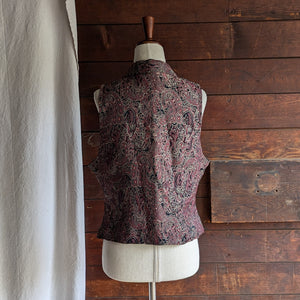 90s Vintage Red and Black Tapestry Vest