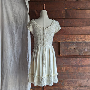 60s Vintage Off-White Lace Mini Dress