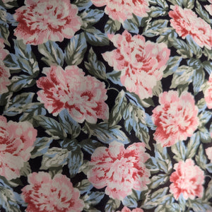 80s Vintage Dark Floral Polyester Top