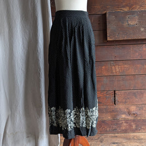 90s Vintage Polka Dot Floral Rayon Maxi Skirt