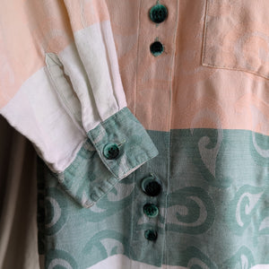 90s Vintage Funky Colorblock Button Up Shirt