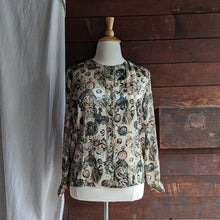 Load image into Gallery viewer, Vintage Semi-Sheer Polyester Clock Print Blouse
