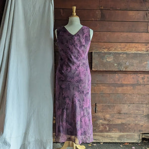 90s Vintage Layered Paisley Chiffon Maxi Dress