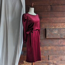 Load image into Gallery viewer, 70s/80s Vintage Red Velour Midi Dress
