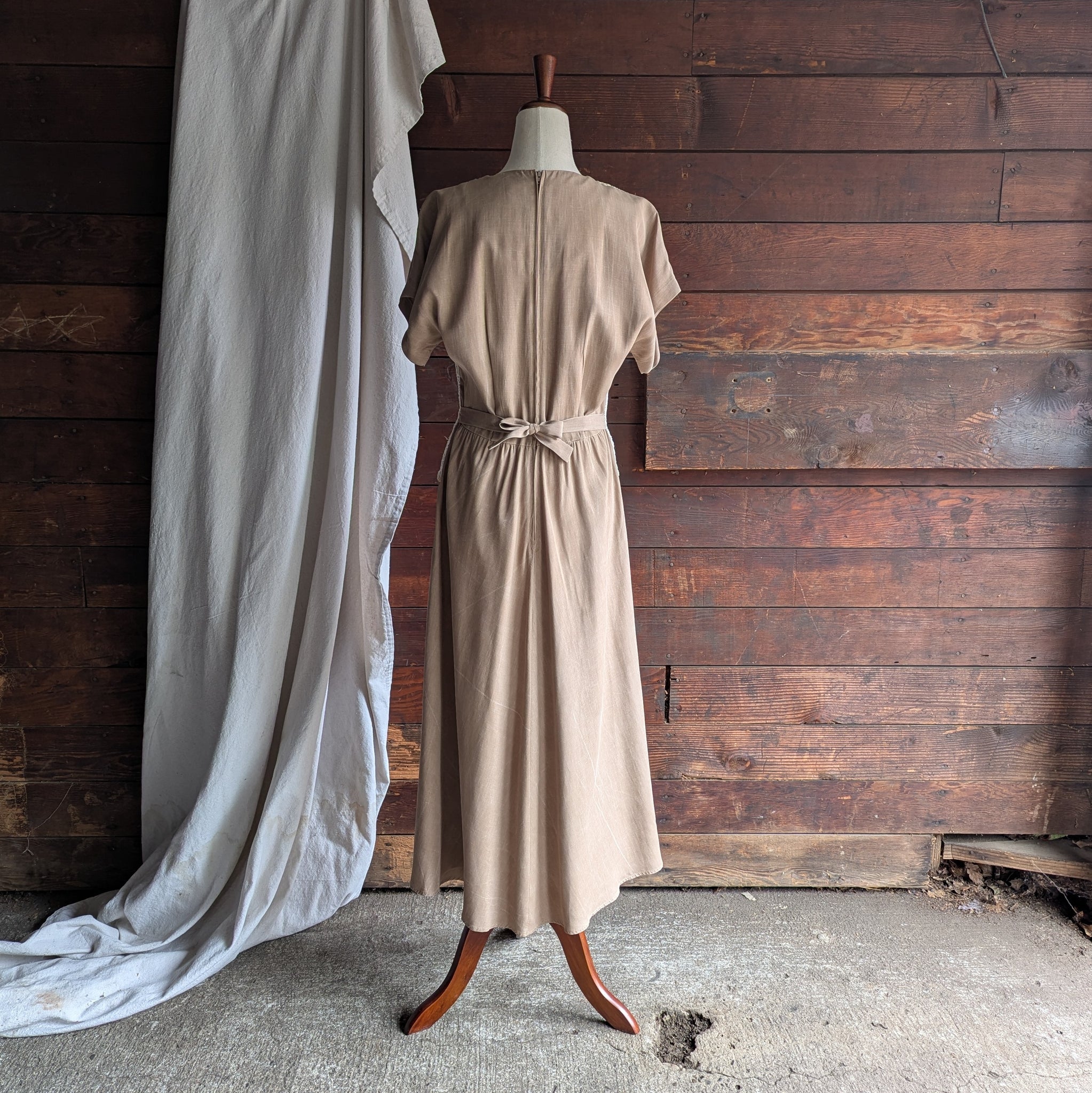 90s Vintage Tan Layered Dress With Attached Lace Vest Forager Vintage 90s Vintage Tan Layered Dress With Attached Lace Vest Forager Vintage