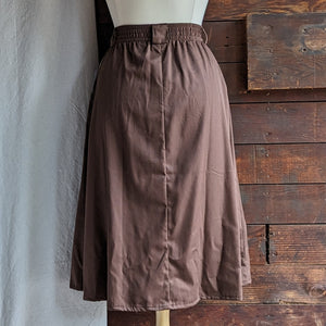 90s Vintage Brown A-Line Twill Midi Skirt