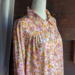 60s/70s Vintage Sapphic Floral Maxi House Dress